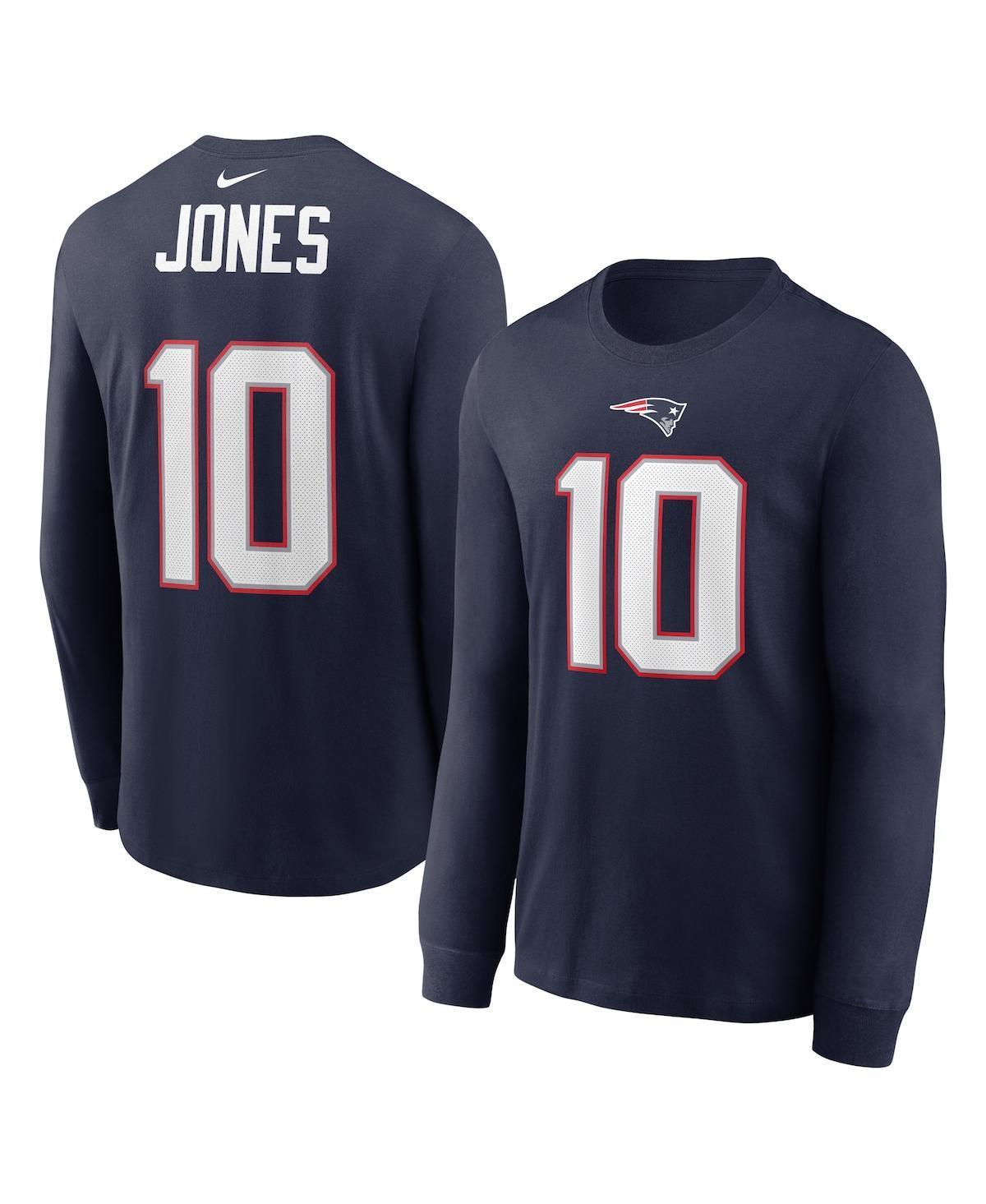 Mens Nike Mac Jones New England Patriots Player Name & Number Long Sleeve T-Shirt Blue Product Image