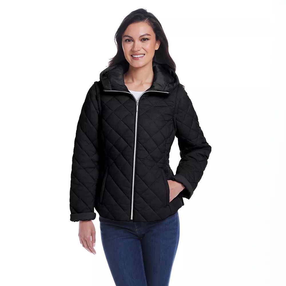 Women's Weathercast 2-in-1 Quilted Hooded Jacket with Zip Off Sleeves,  Product Image