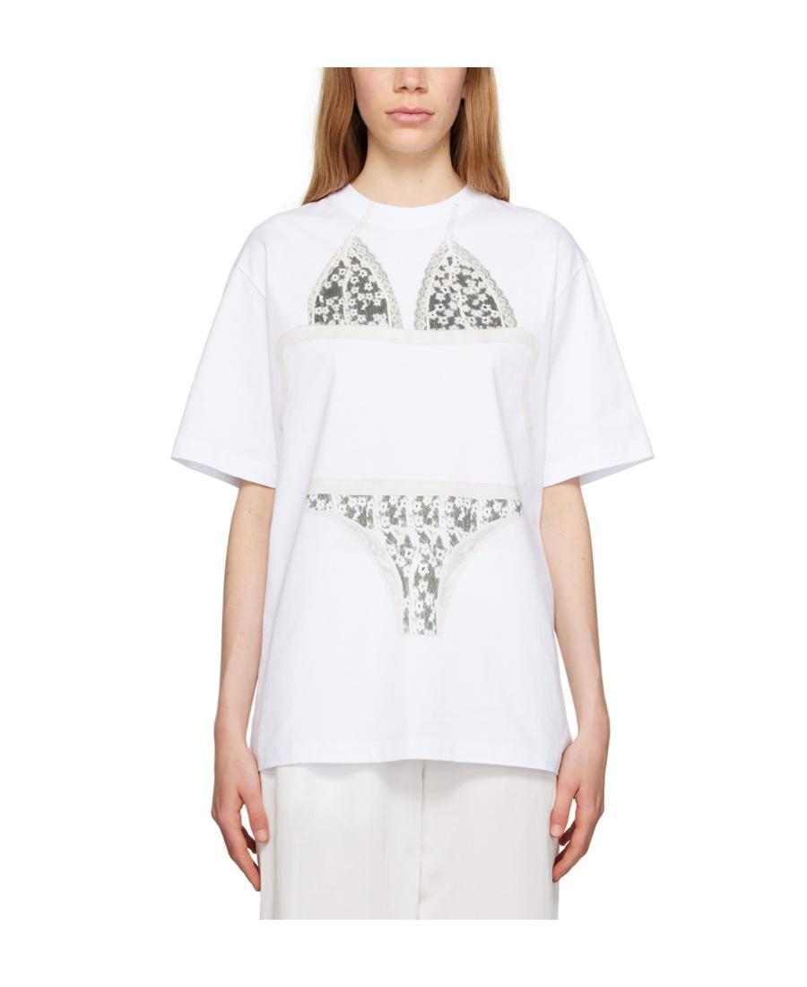 MSGM Plain Knitted T-shirt In White Product Image