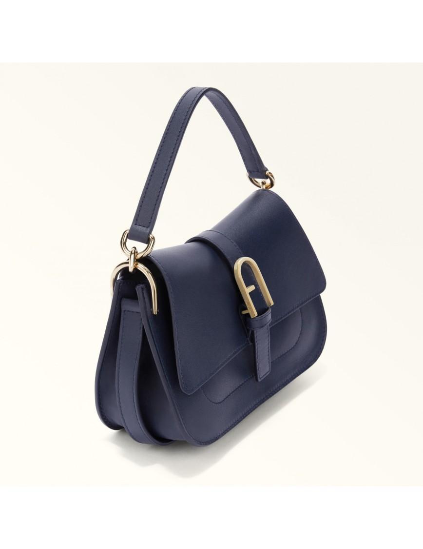 FURLA Flow Mini Leather Handbag Mediterranean Color In Blue Product Image