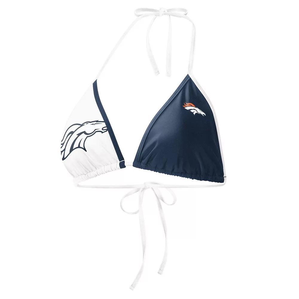 Women's G-III 4Her by Carl Banks Navy/White Denver Broncos Play Action Bikini Top, Size: XL, Blue Product Image