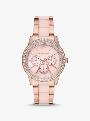 Oversized Tibby Pavé -Tone Blush Acetate Watch Product Image