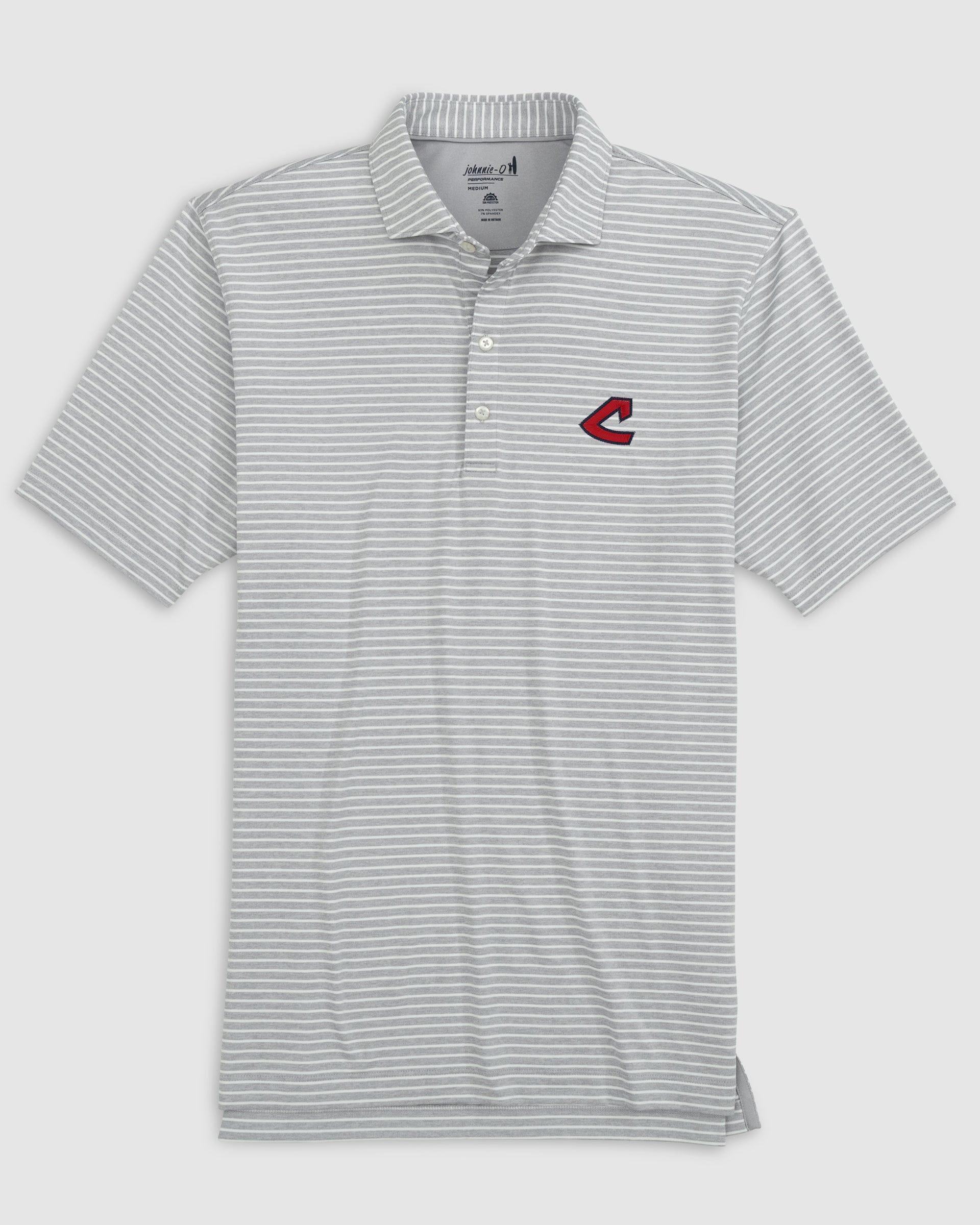 Atlanta Braves Clipperr Striped Jersey Performance Polo - Cooperstown Logo Product Image