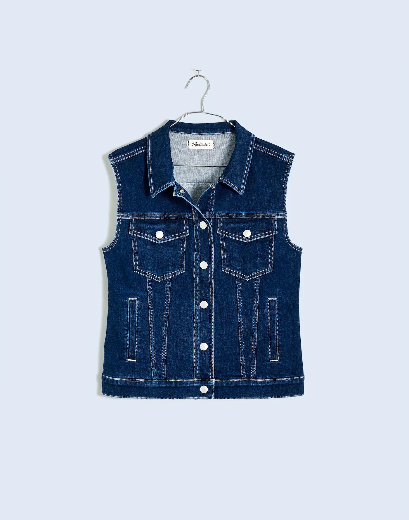 Denim Fitted Vest in Rocco Wash Product Image