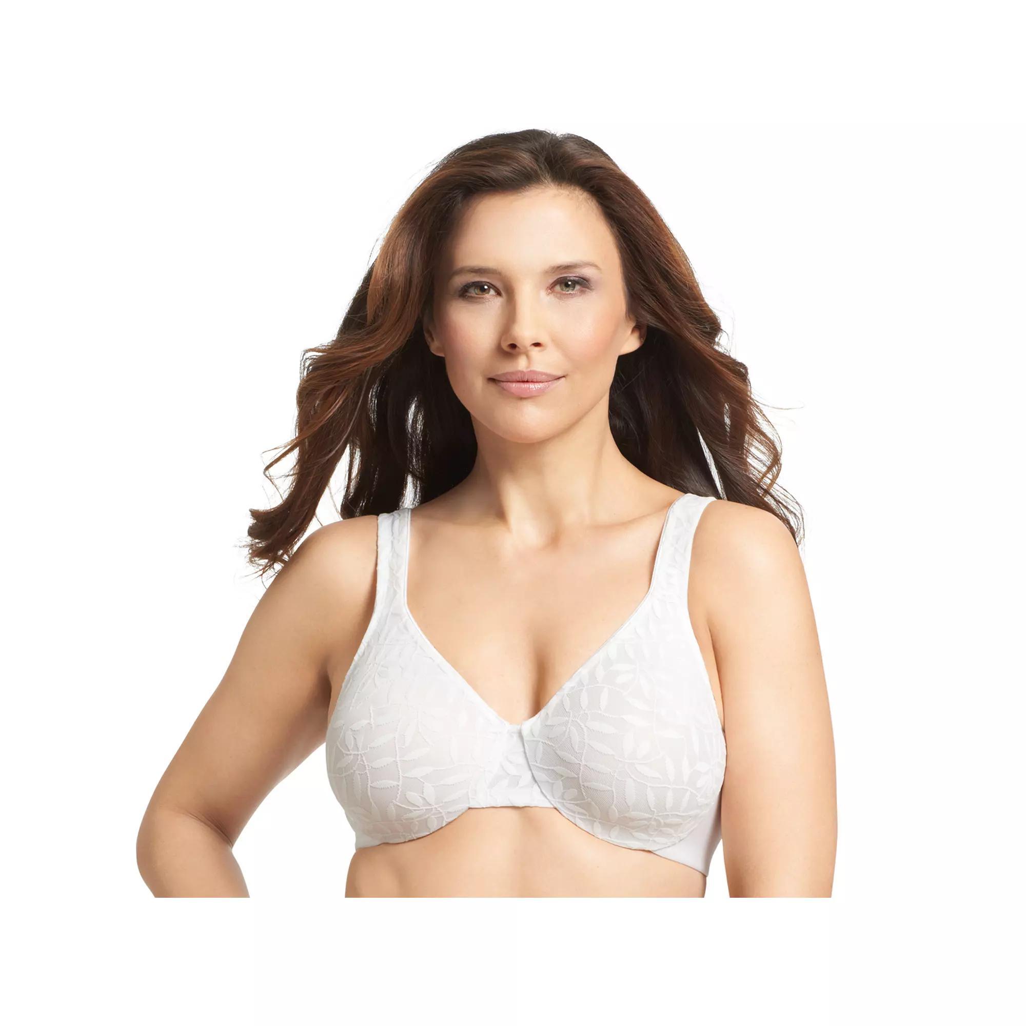 Olga® by Warner's® Sheer Leaves Lace Full-Figure Full-Coverage Minimizer Bra 35519, Women's, Size: 40 D, White Product Image