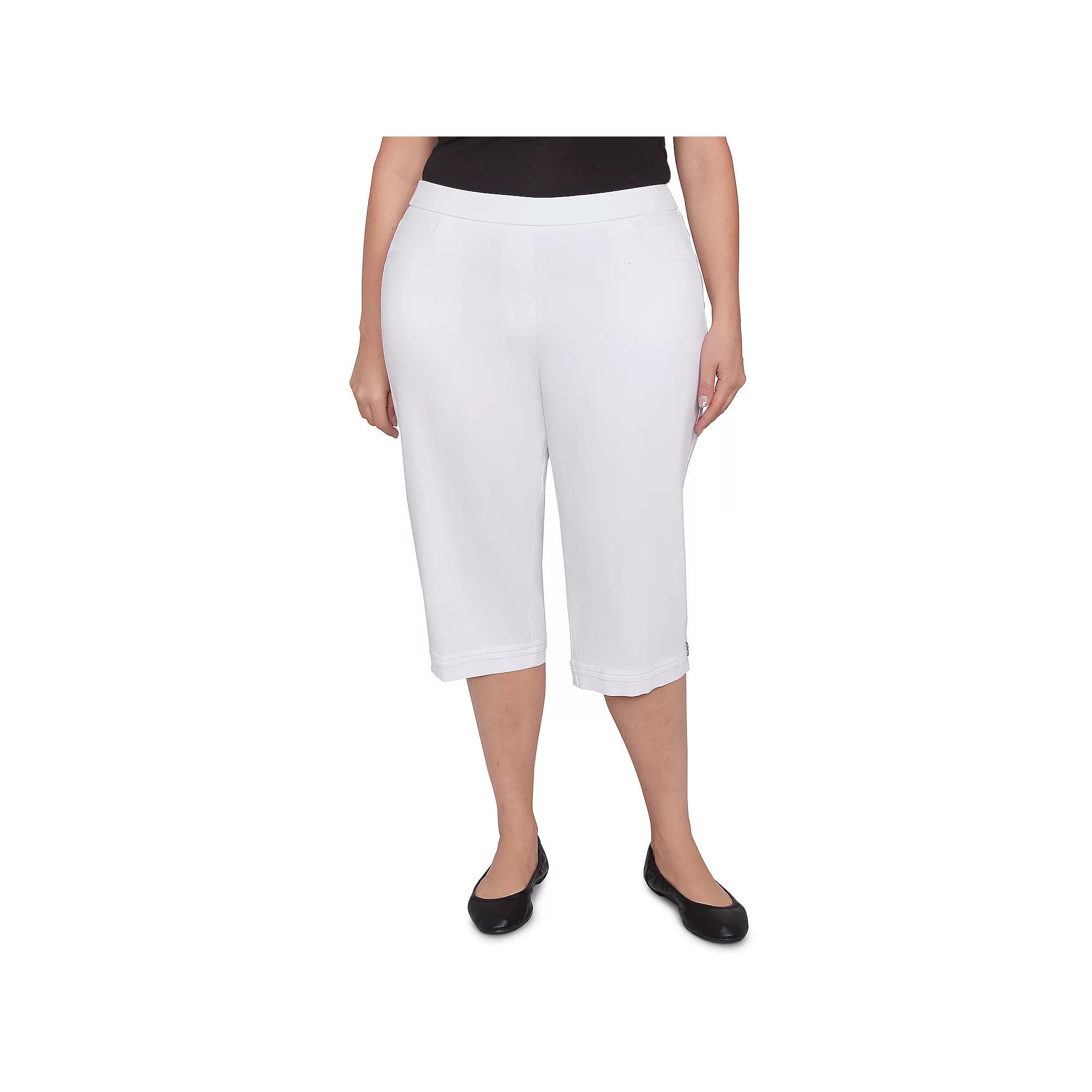 Plus Size Alfred Dunner Novelty Cuff Tummy Control Capris, Women's, Size: 18 W, Blue Product Image