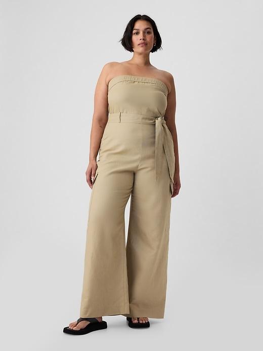 Linen-Cotton Cargo Jumpsuit Product Image