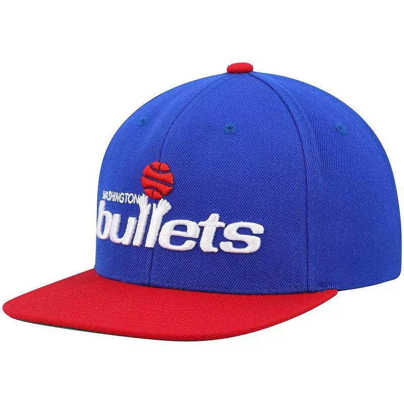 Mens Mitchell & Ness Blue/Red Washington Bullets Hardwood Classics Team Two-Tone 2.0 Snapback Hat Product Image