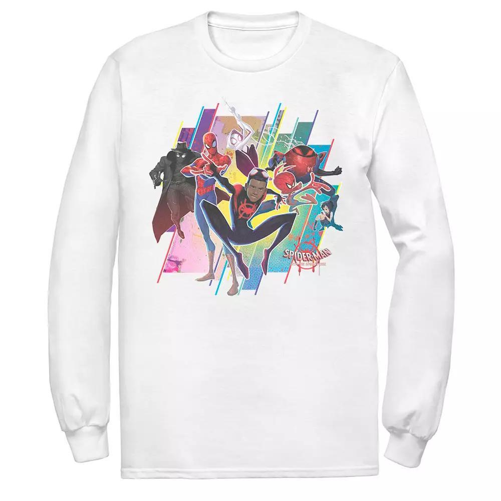 Men's Marvel Spider-Man Spiderverse Colorful Group Long Sleeve Graphic Tee,  Product Image