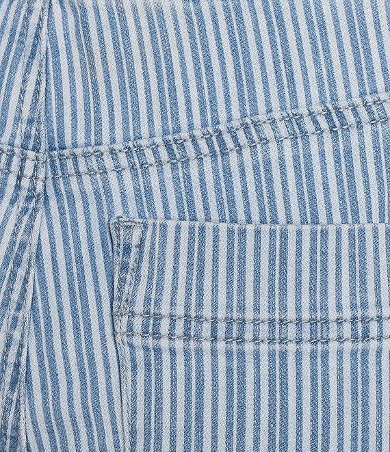 Intro Stripe Print Frayed Hem Pull-On Capri Denim Pants Product Image