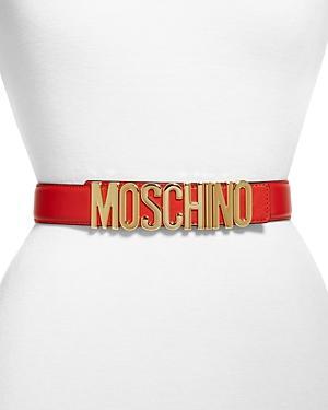 Moschino Womens Logo Buckle Leather Belt Product Image