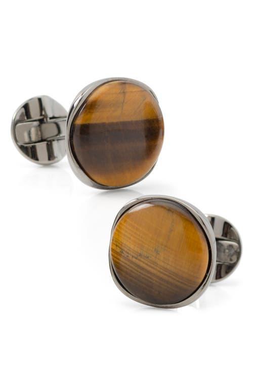 Mens Round Tigers Eye Cufflinks Product Image