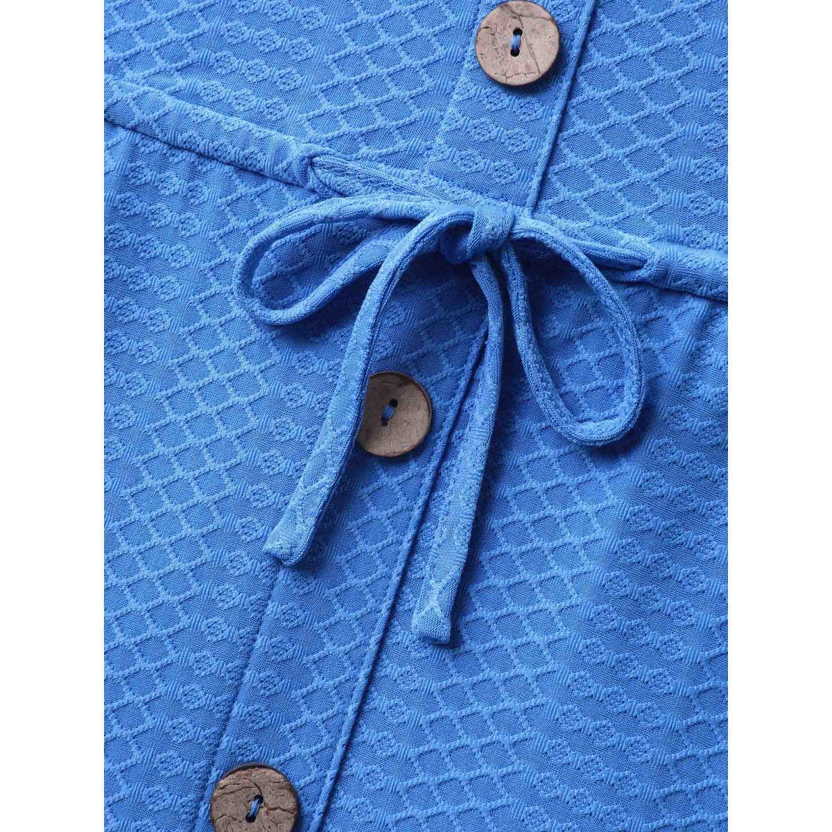 Plus Size Textured Waist Drawstring Pockets Midi Dress Skyblue Women U-neck Sleeveless Curvy BloomChic 10/M Product Image