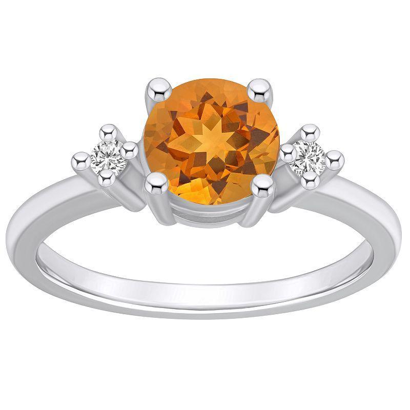 Alyson Layne 14k White Gold Round Citrine & Diamond Accent Ring, Women's, Size: 8 Product Image