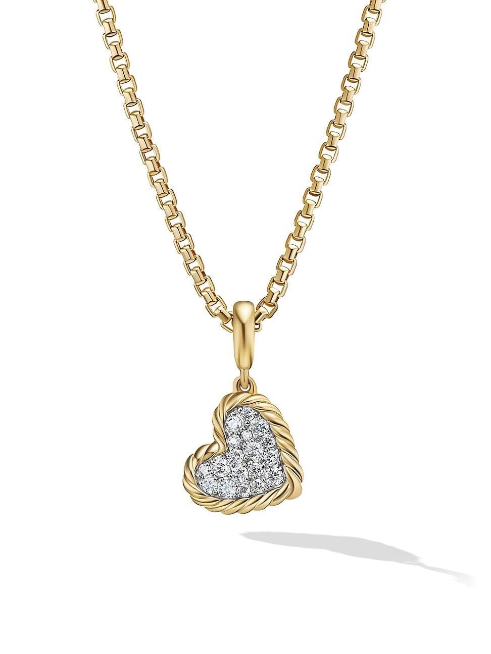 Womens DY Elements Heart Pendant In 18K Yellow Gold with Pav Diamonds Product Image