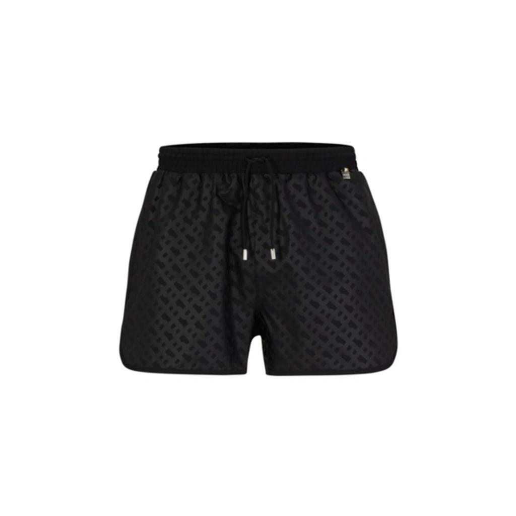 HUGO BOSS Monogram-print Swim Shorts In Quick-drying Fabric In Black Product Image