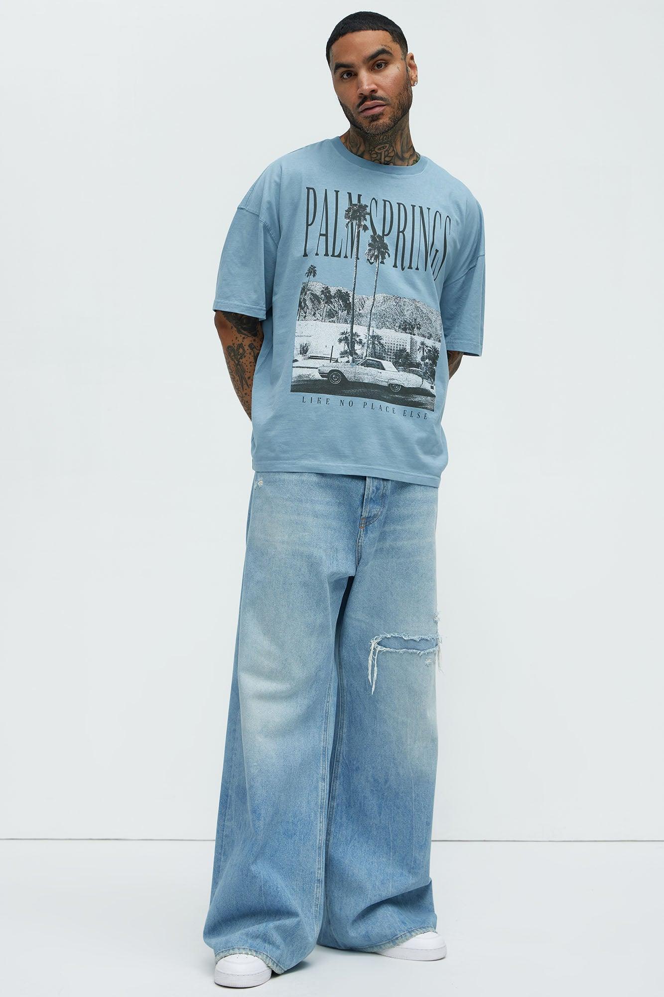 Palm Springs Oversized Short Sleeve Tee - Light Blue Product Image