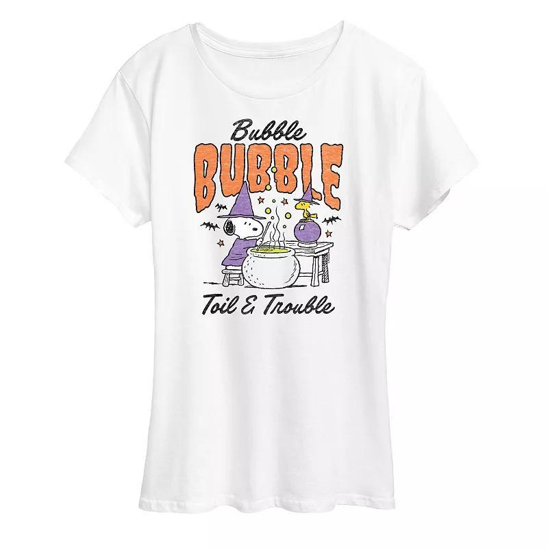 Plus Size Peanuts Snoopy & Woodstock Bubble Bubble Toil Trouble Graphic Tee, Women's, Size: 4XL, White Product Image