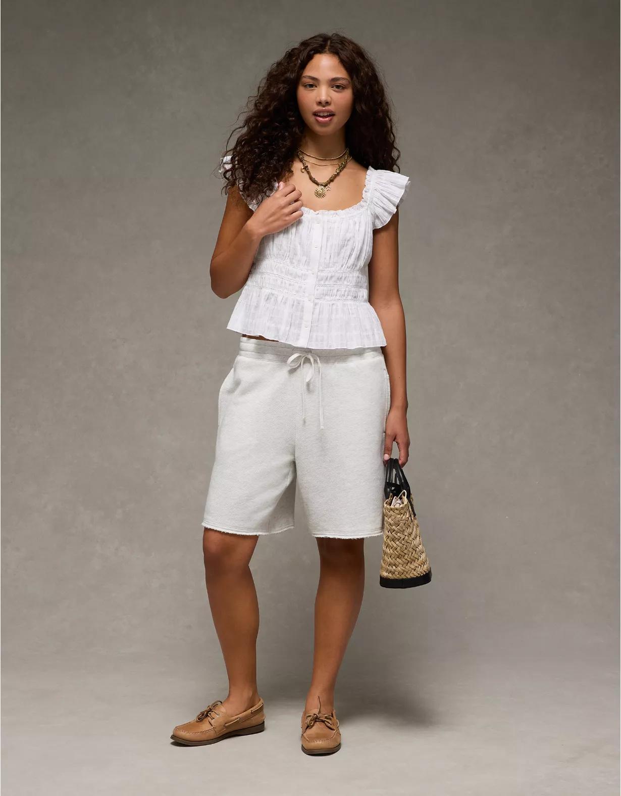 AE Ruched Flutter Sleeve Blouse Women's Product Image