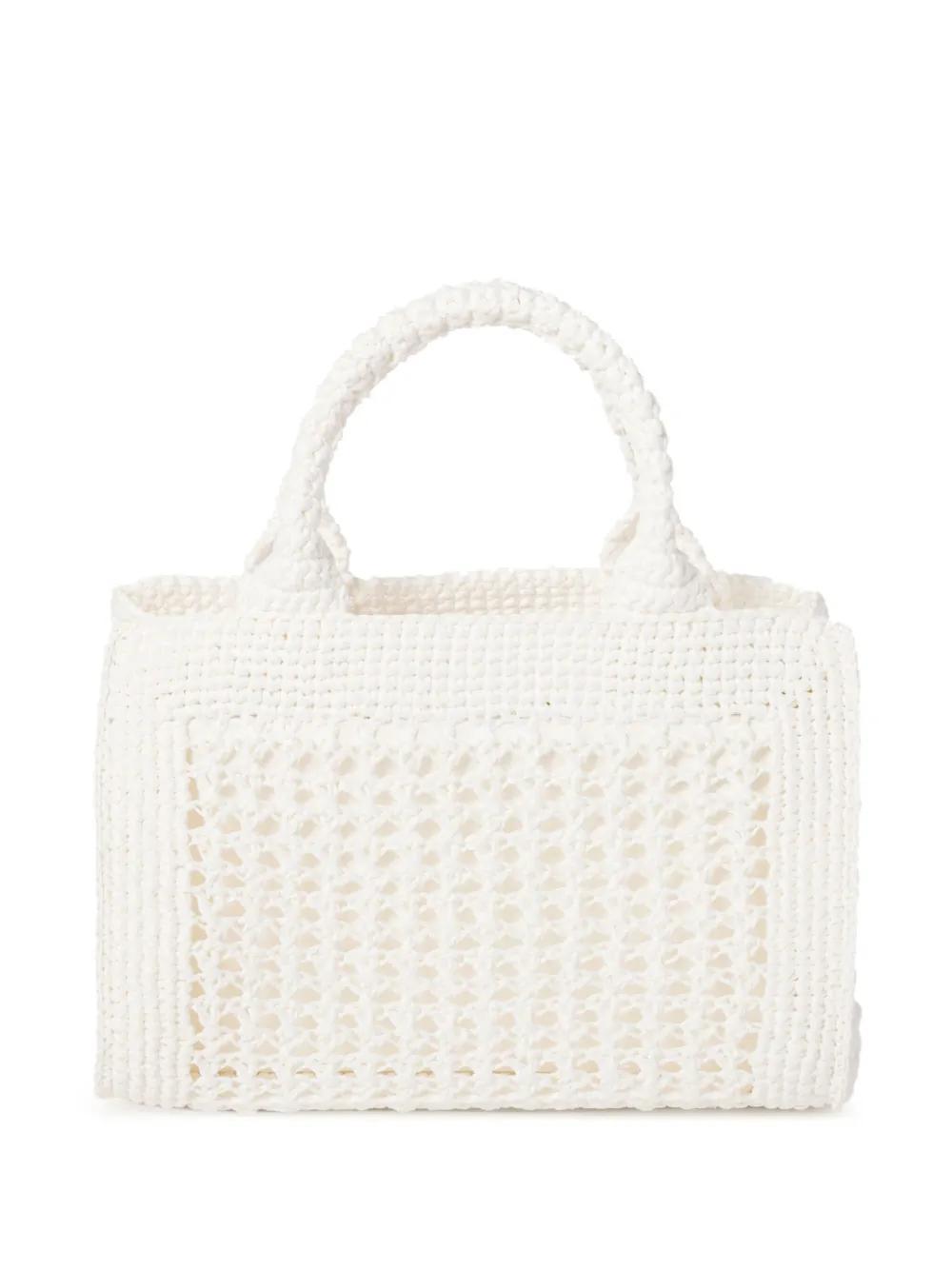 MIU MIU Logo-lettering Raffia Tote Bag In White Product Image