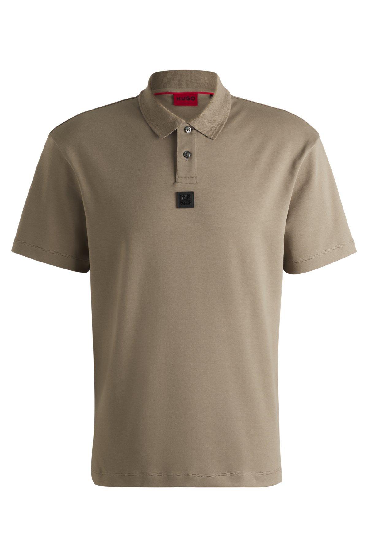 Interlock-cotton polo shirt with stacked logo Product Image