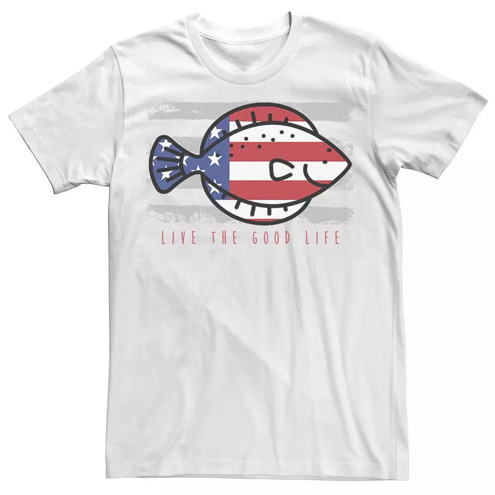Men's Live The Good Life American Flag Fish Tee,  Product Image