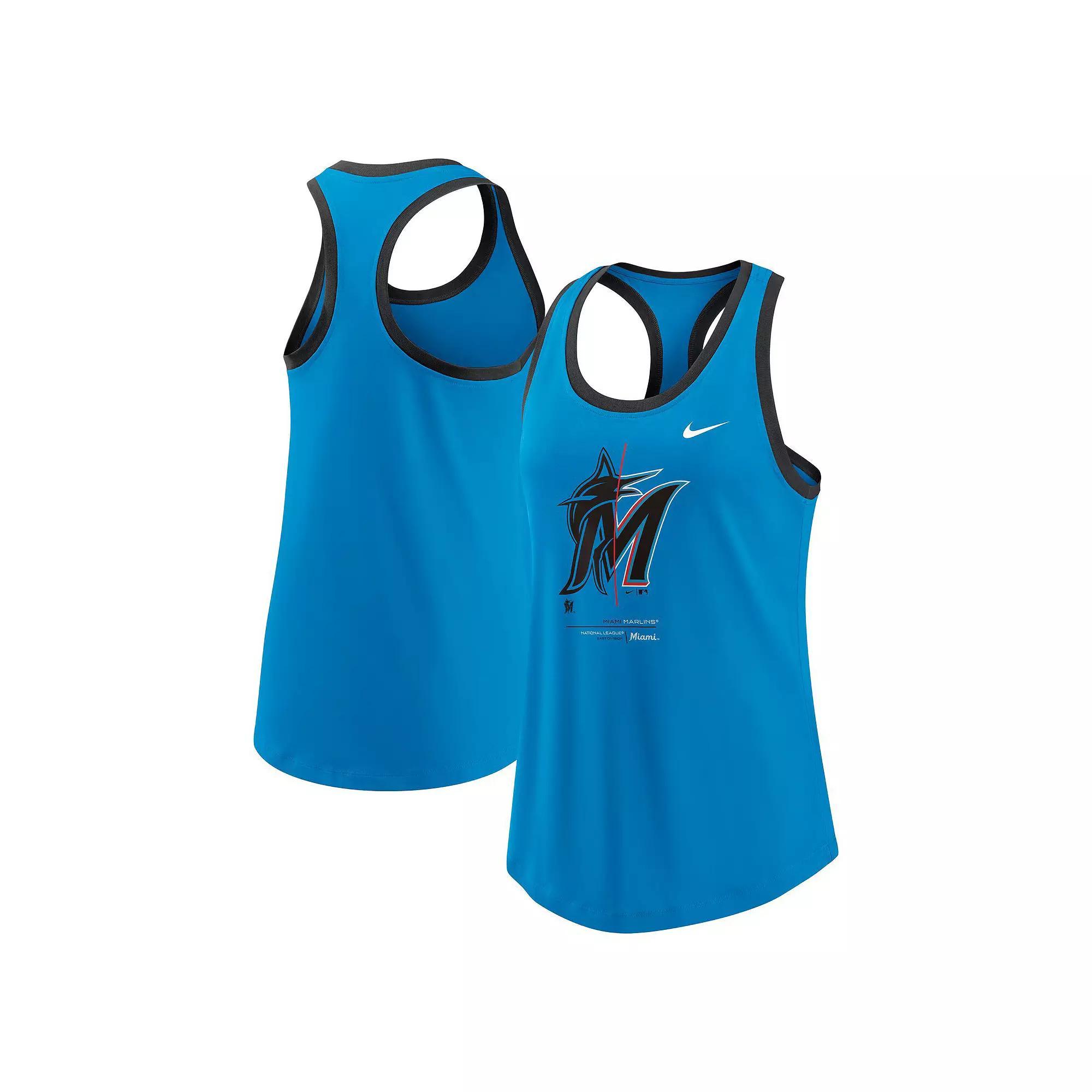 Women's Nike Blue Miami Marlins Tech Tri-Blend Tank Top, Size: Small Product Image