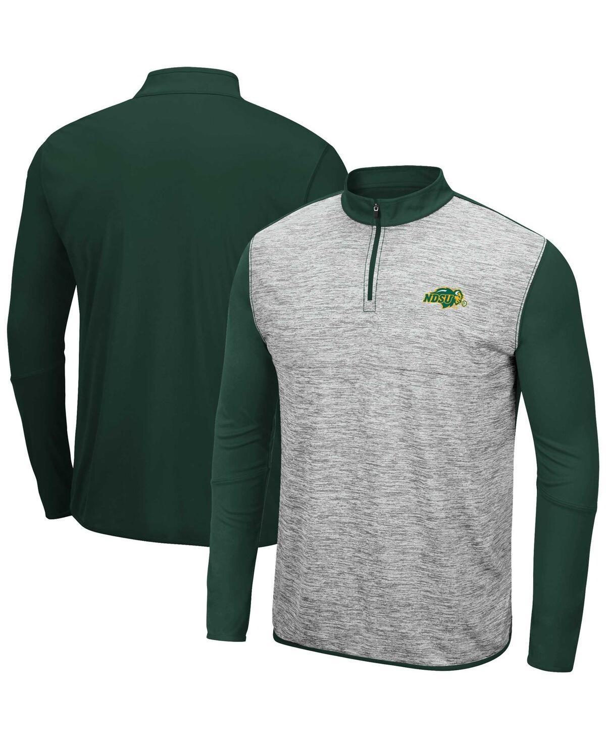 Mens Colosseum Heather Gray/Green NDSU Bison Prospect Quarter-Zip Jacket Product Image