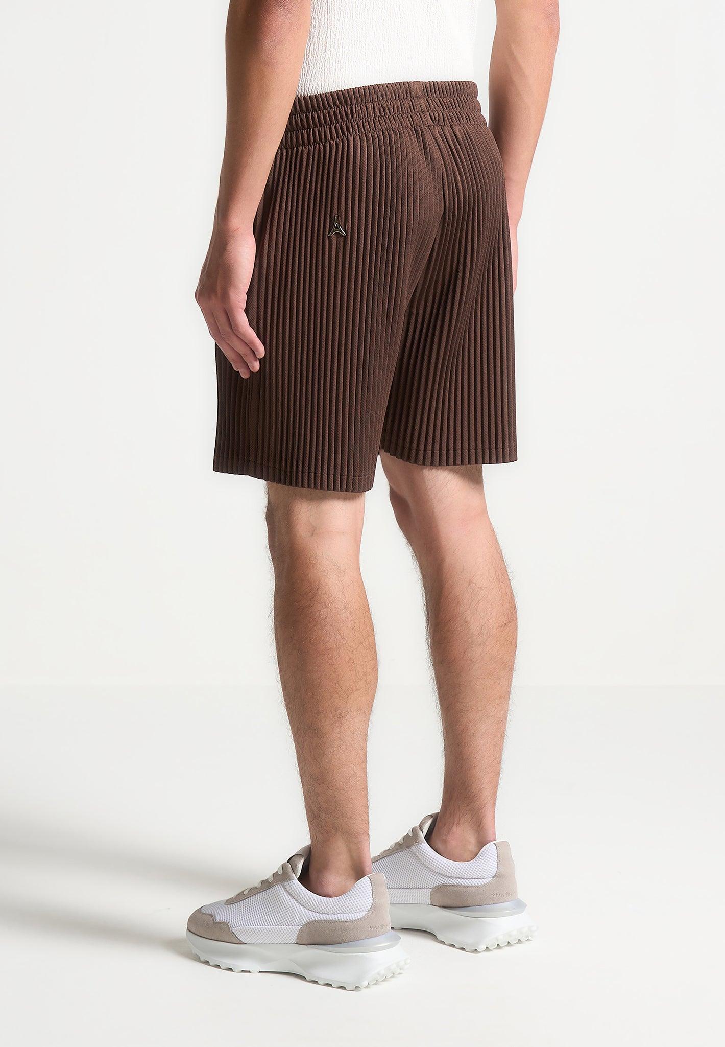 Pleated Shorts - Brown Male Product Image
