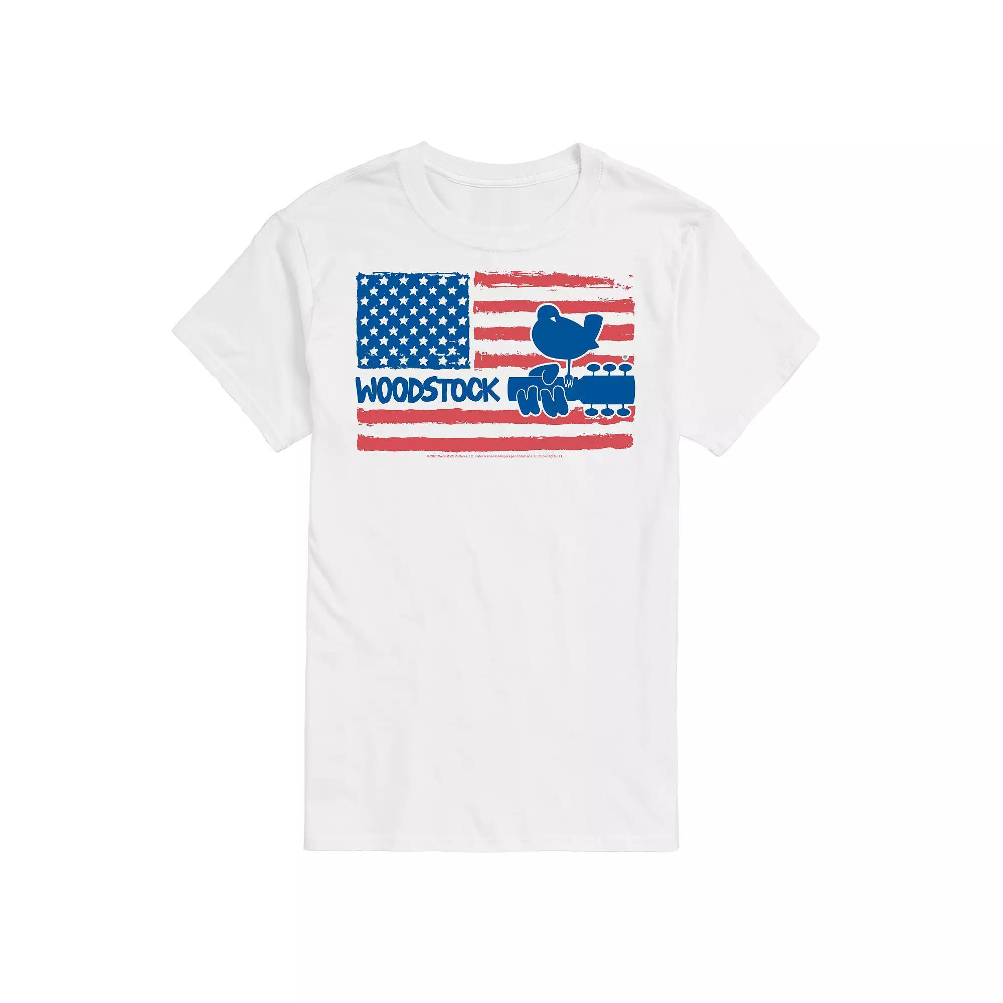 Big & Tall Woodstock American Flag Graphic Tee, Men's, Size: 6XB, White Product Image