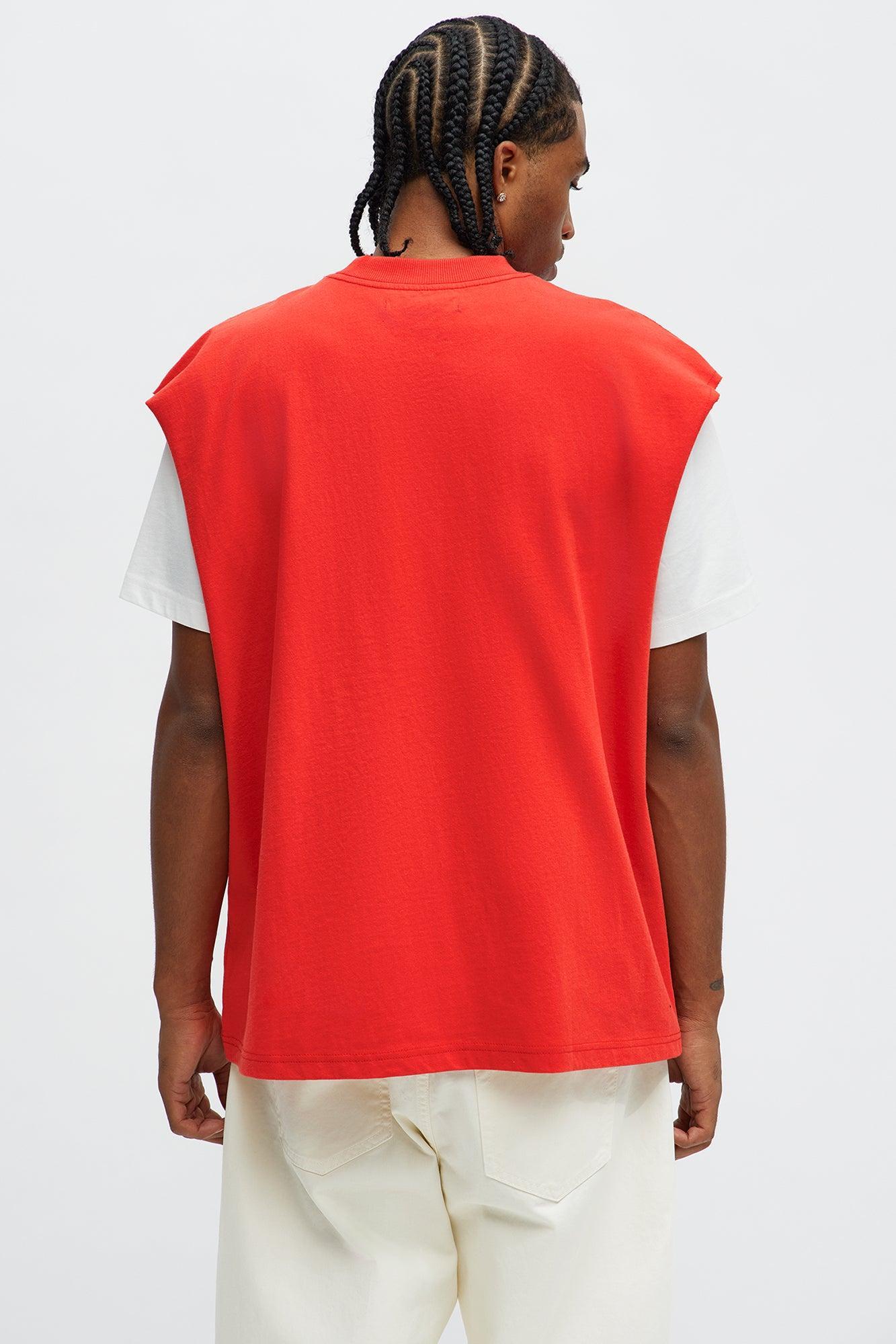 Relaxed Heavyweight Muscle Tee - Red Male Product Image