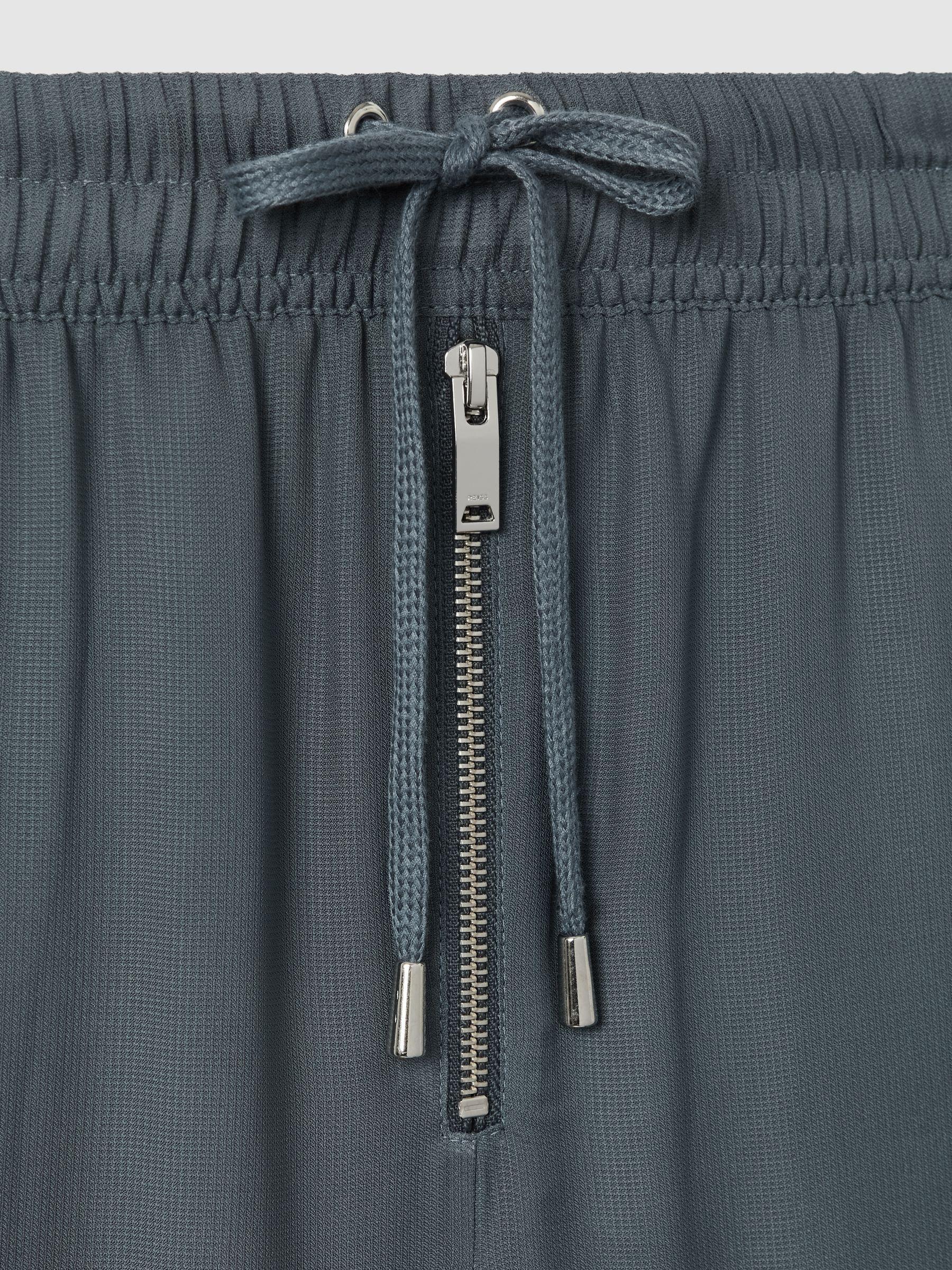 Drawstring Zip-Front Wide Leg Trousers in Blue Product Image