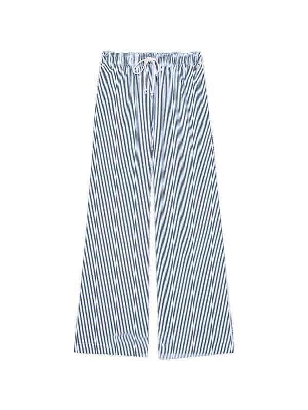 Pinstripe Drawstring Wide Leg Pants Product Image