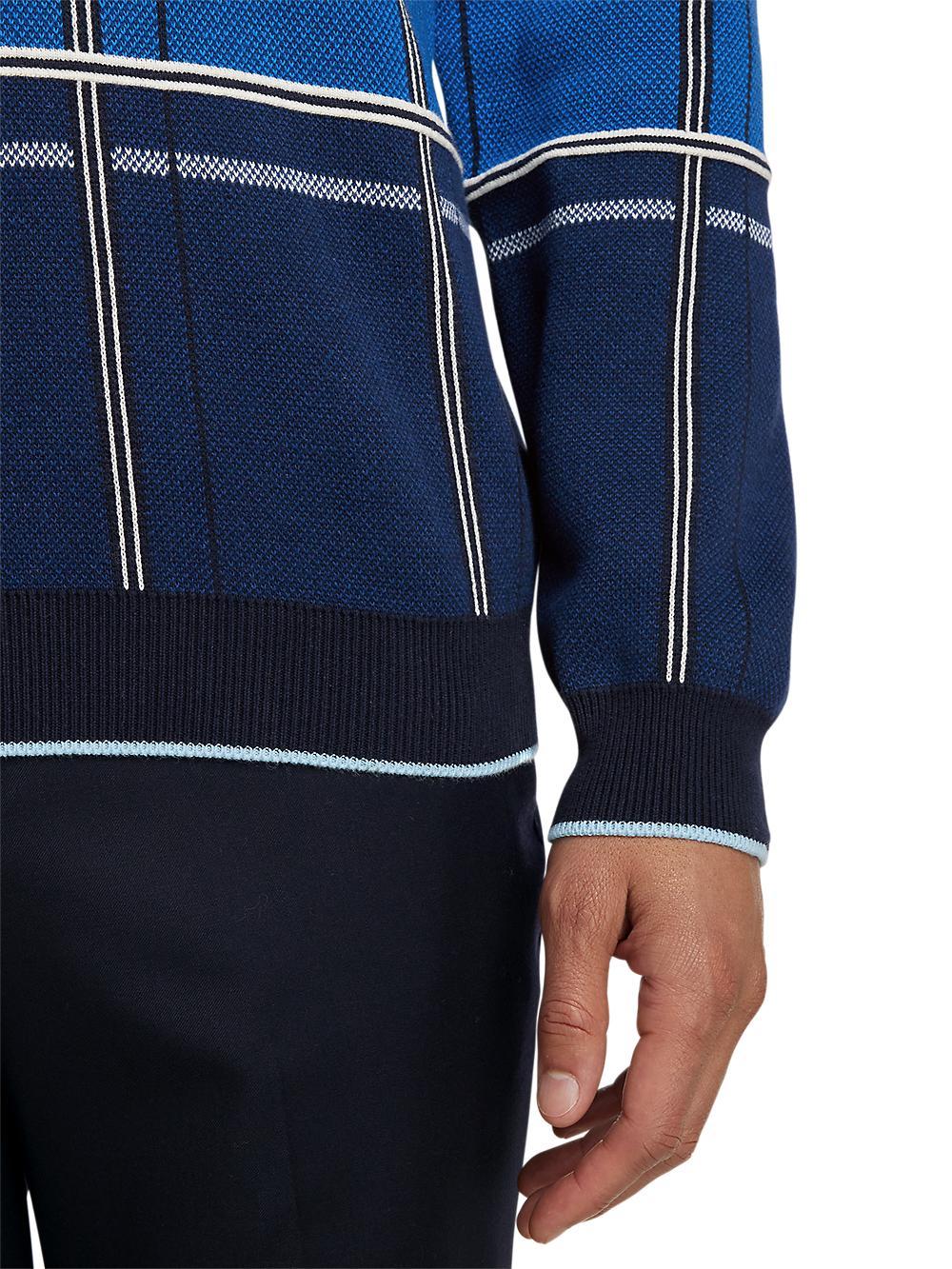 Cotton Three Button Polo - Blue Multi Product Image