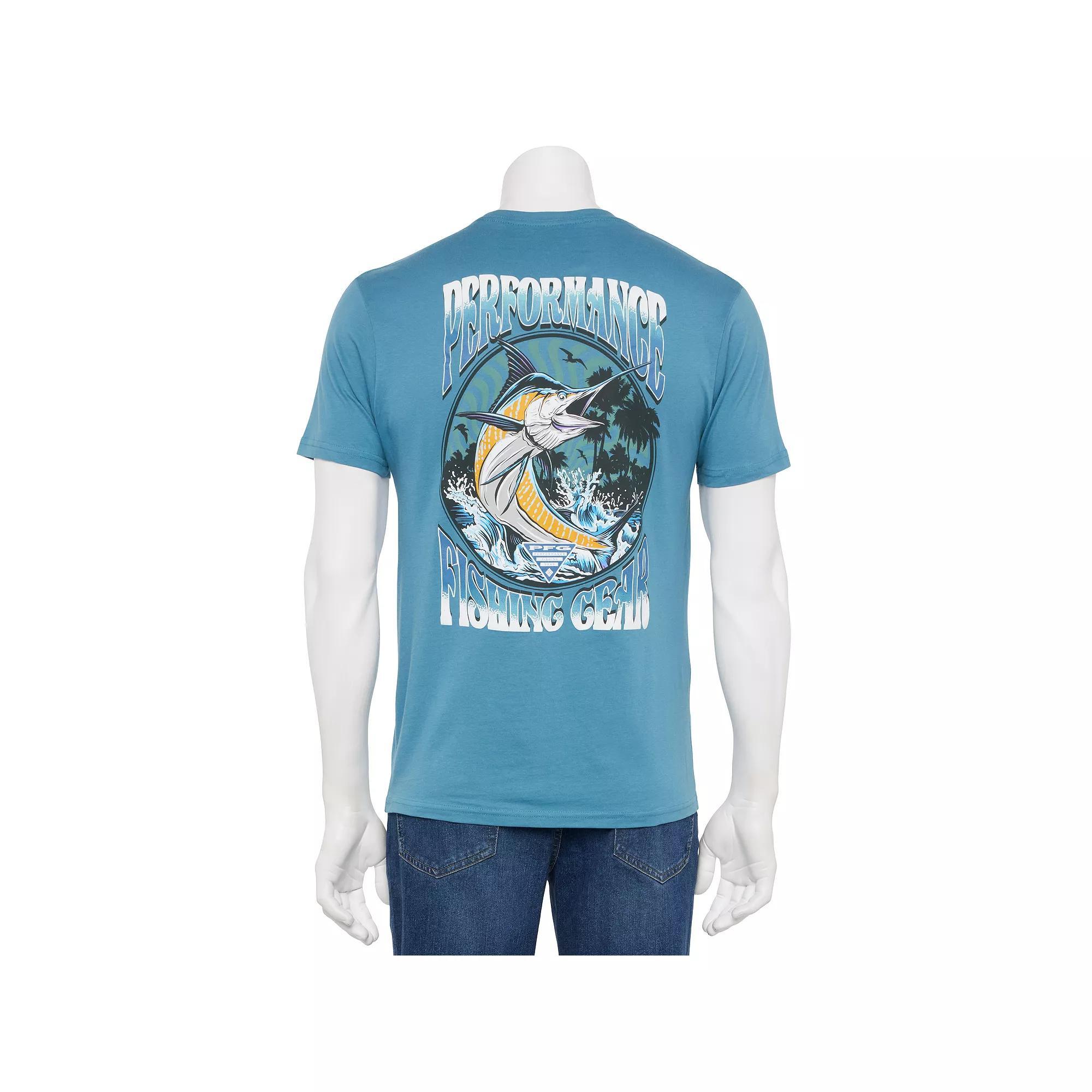 Men's Columbia PFG Short Sleeve Back Graphic Tee, Size: Small, Dusty Blue Product Image