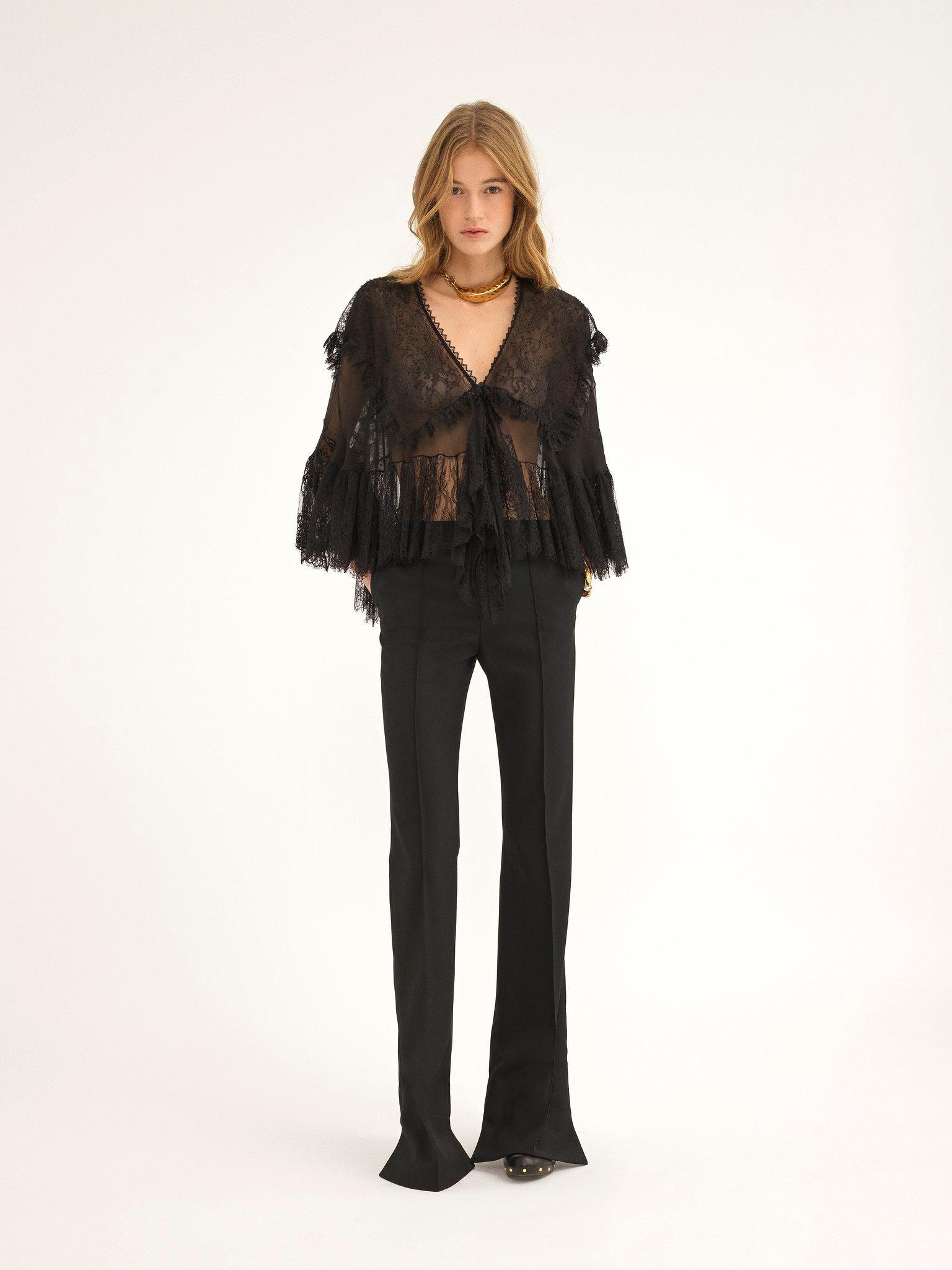 Broken-heel slim pants in wool grain de poudre Product Image