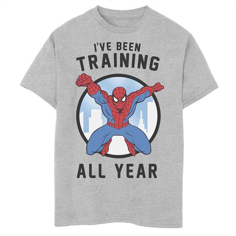 Boys 8-20 Marvel Spider-Man I've Been Training All Year Graphic Tee, Boy's, Size: XL, Athletic Grey Product Image