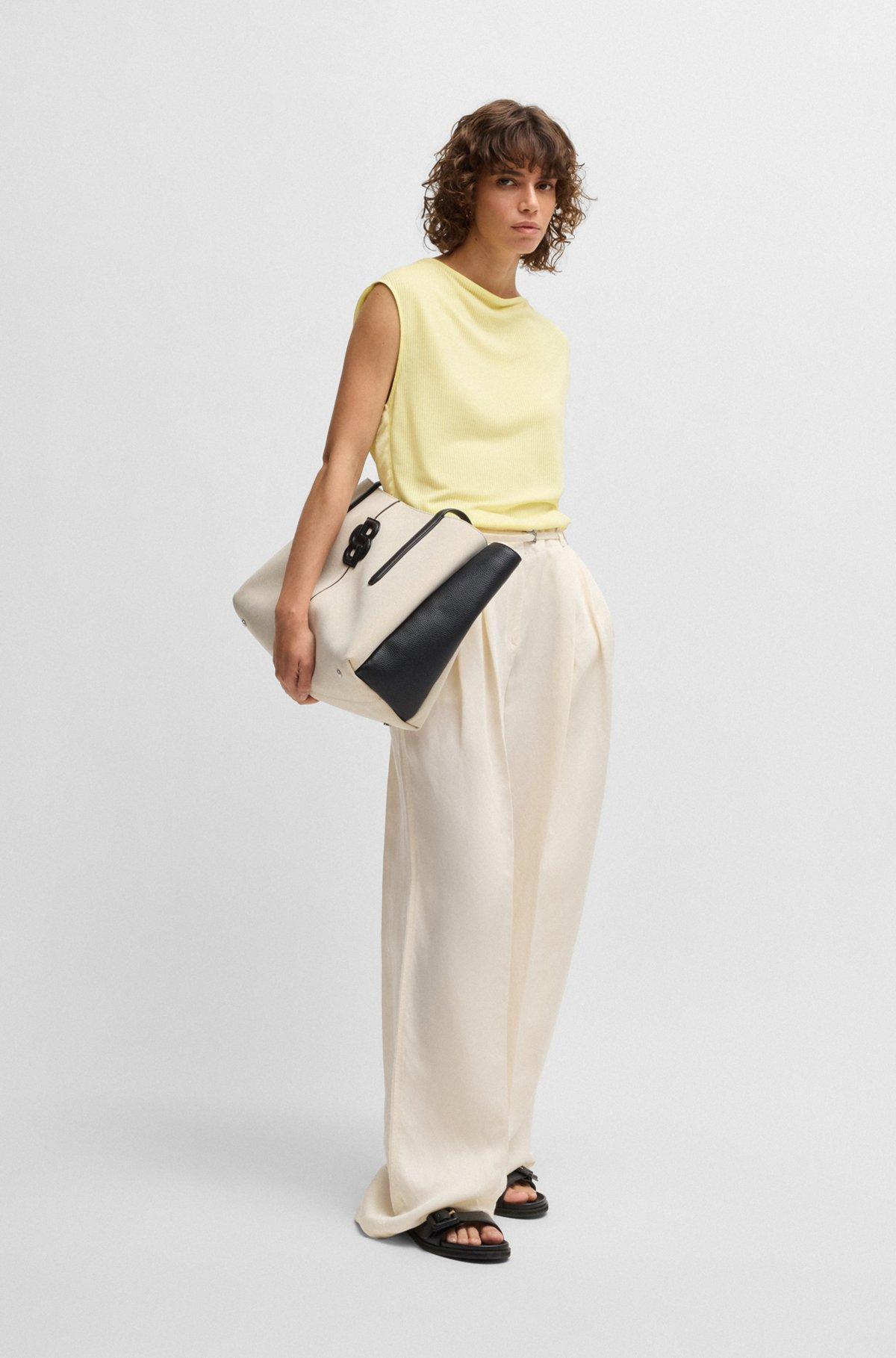 Sleeveless T-shirt with ribbed front Product Image