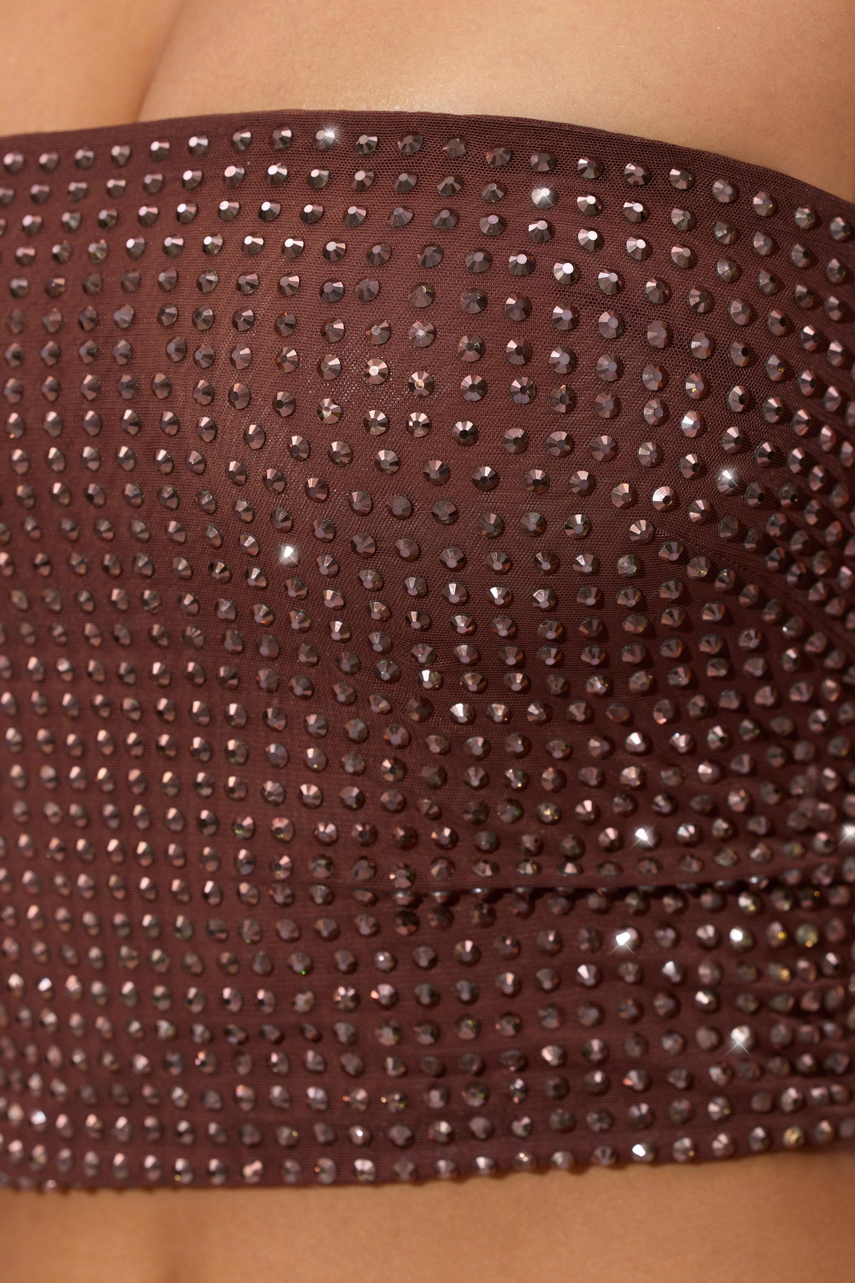 Embellished Strapless Crop Top in Espresso Product Image