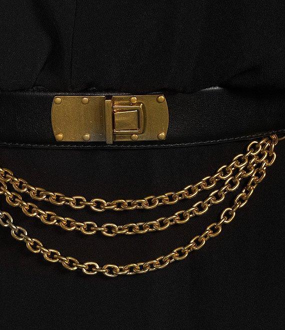 Donna Karan V-Neck Long Sleeve Belted Blouson Dress Product Image