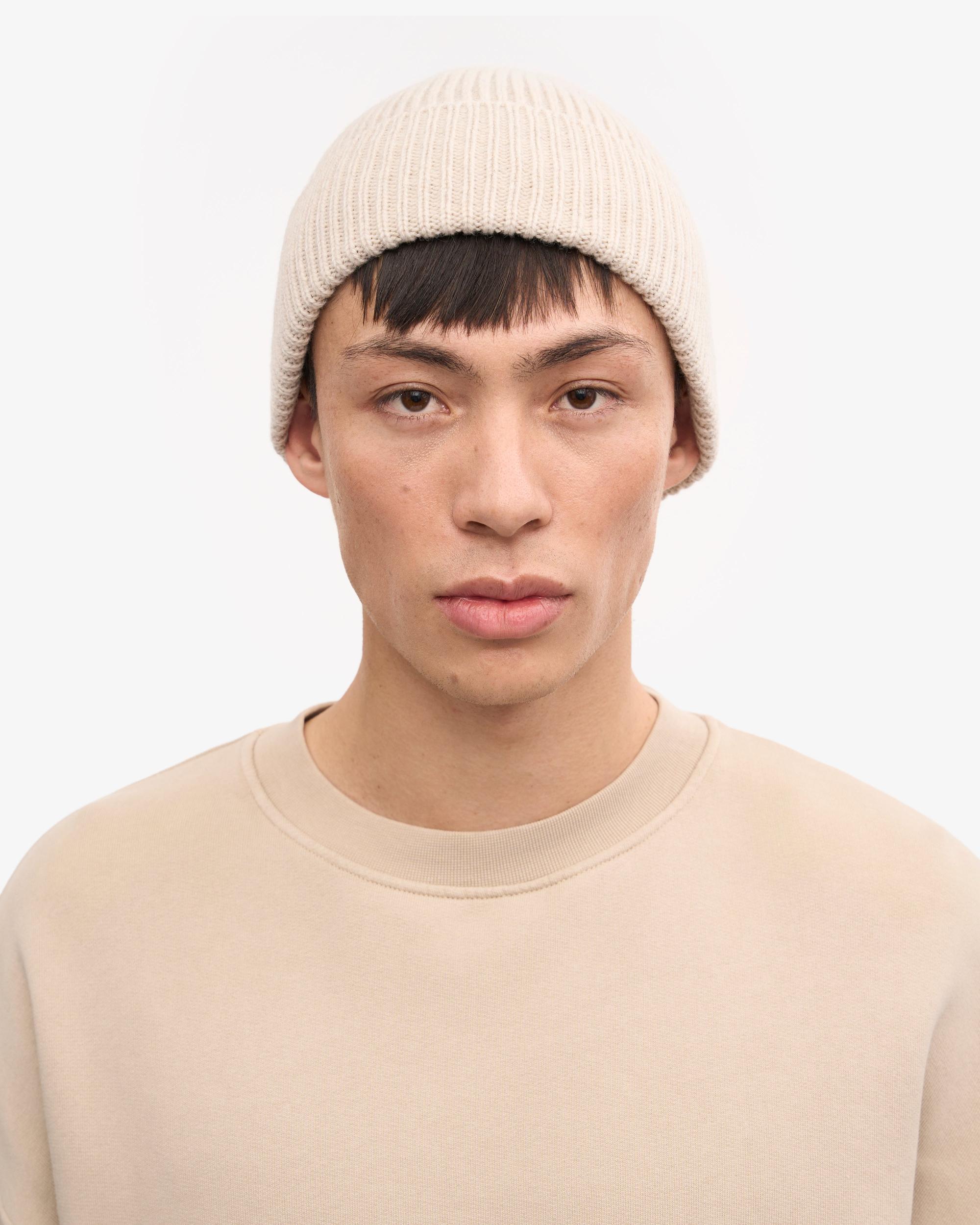 Merino Wool Beanie - Ivory White Product Image