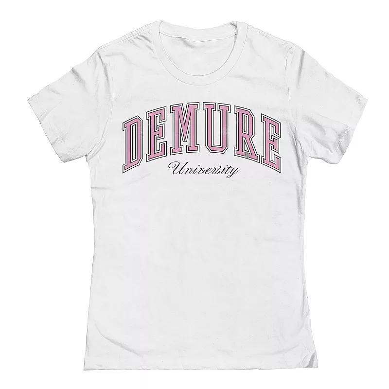 Junior's Grayson Threads The Label Demure University Graphic Tee, Girl's, Size: Small, White Product Image