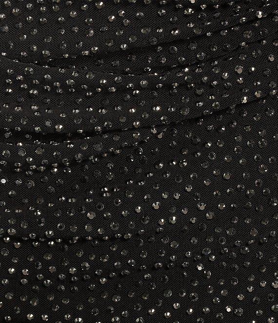 Gianni Bini Willow Rhinestone Mesh Ruched Straight Neck Sleeveless Sheath Midi Dress Product Image