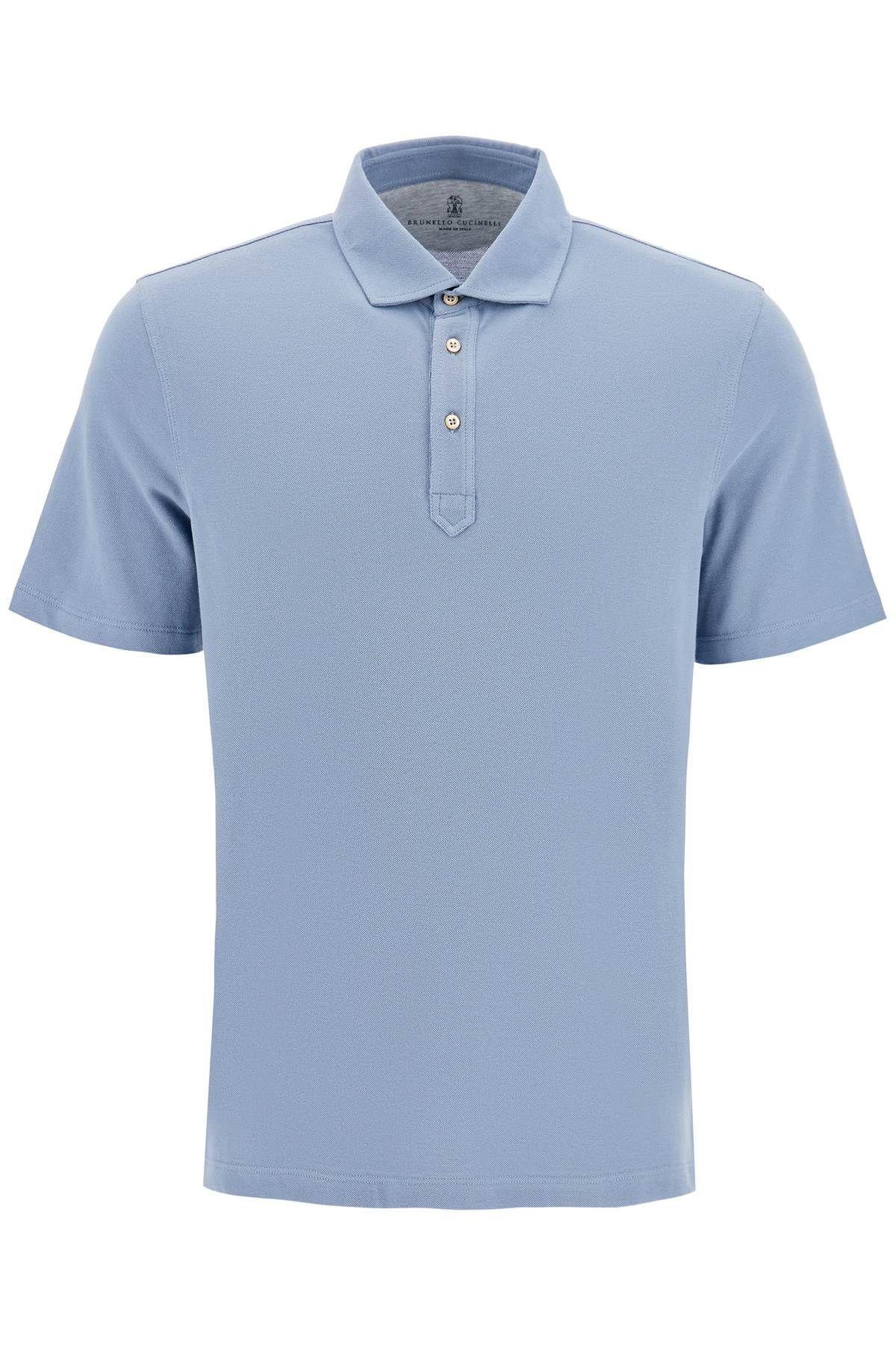 Men's Cotton Pique Polo Shirt In Celeste Product Image