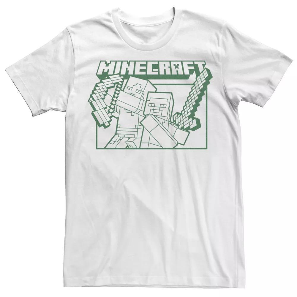 Men's Minecraft Action Blocks Alex Steve Warriors Tee, Size: XS, White Product Image