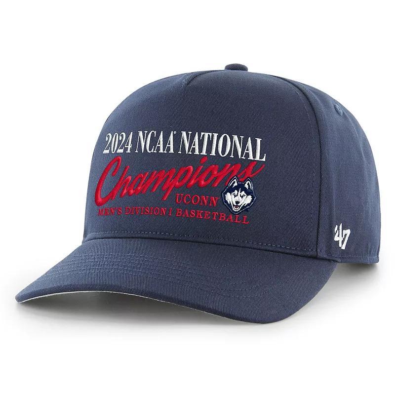 Mens 47 UConn Huskies 2024 NCAA Mens Basketball National Champions Script Classic Hitch Adjustable Hat, Blue Product Image