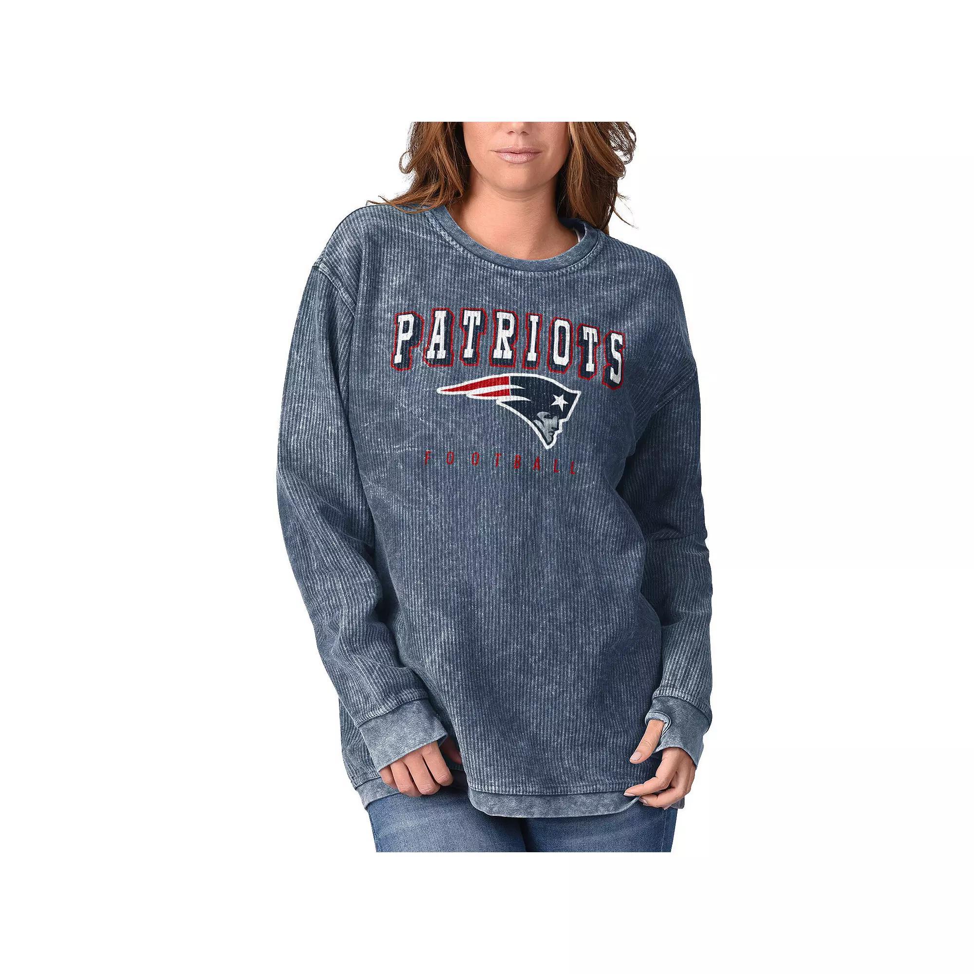 Women's G-III 4Her by Carl Banks Navy New England Patriots Comfy Cord Pullover Sweatshirt,  Product Image