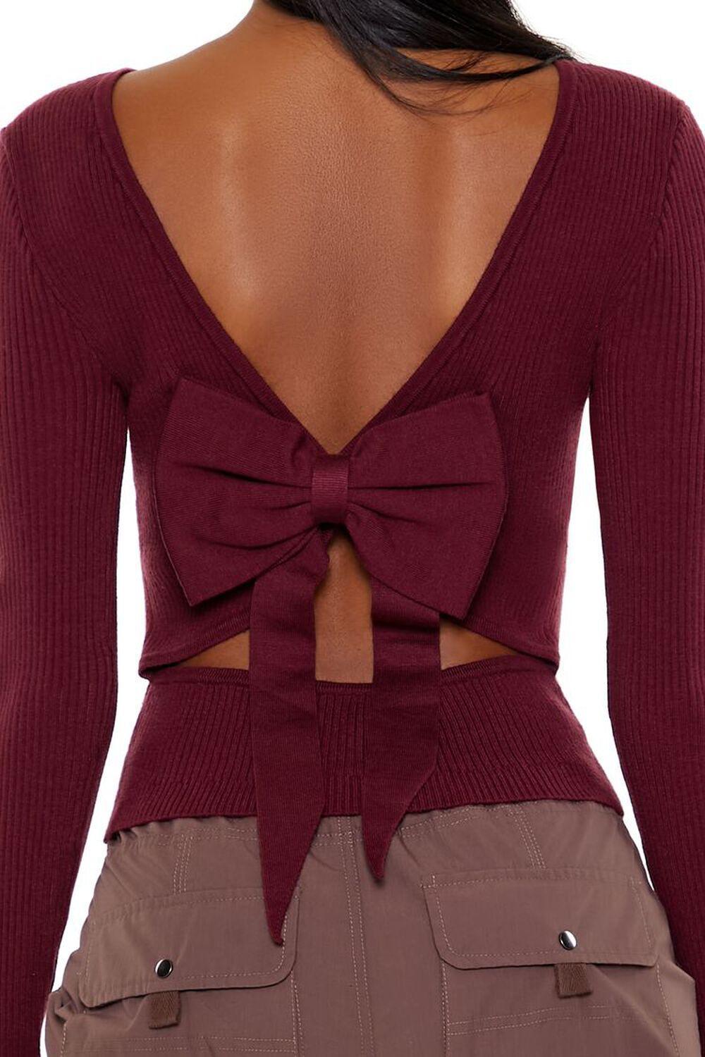 Ribbed Knit Cutout Bow Sweater | Forever 21 Product Image