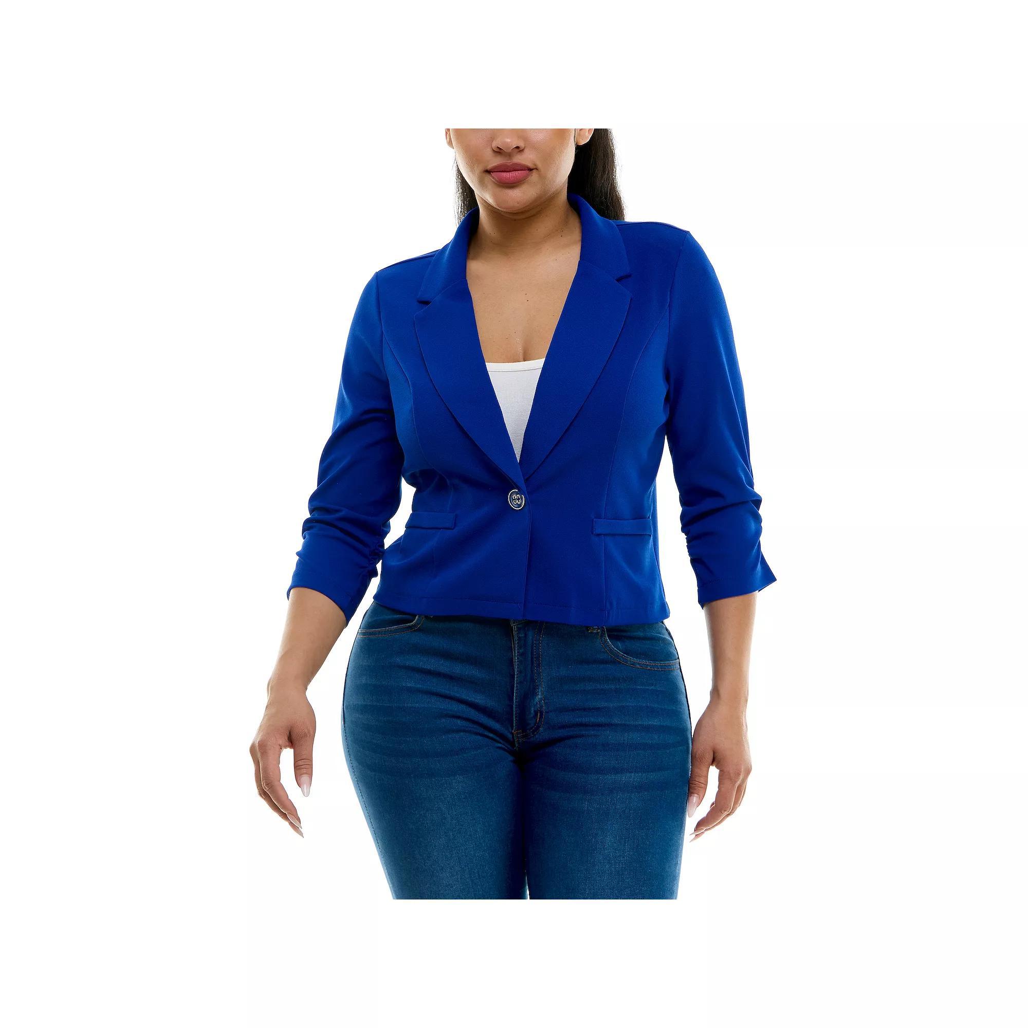 Women's Nina Leonard Button Cropped Blazer,  Product Image