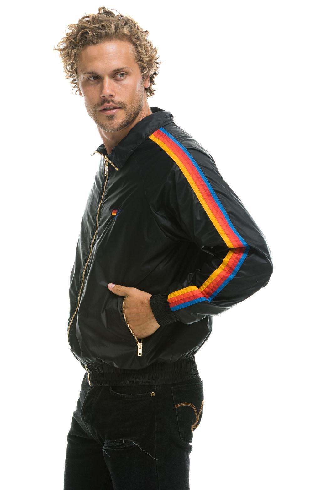 MEN'S 4 STRIPE WINDBREAKER - BLACK Male Product Image